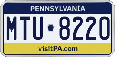 PA license plate MTU8220