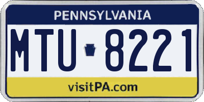 PA license plate MTU8221