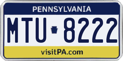 PA license plate MTU8222