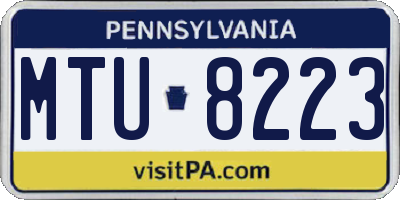 PA license plate MTU8223