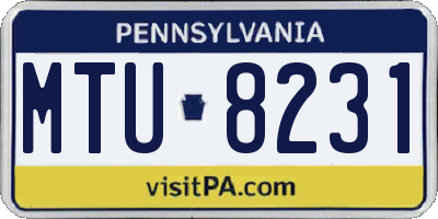 PA license plate MTU8231