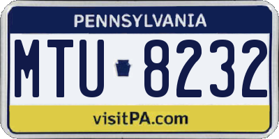 PA license plate MTU8232