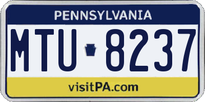 PA license plate MTU8237