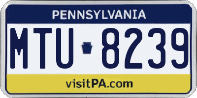 PA license plate MTU8239