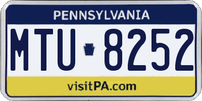 PA license plate MTU8252