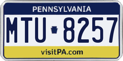 PA license plate MTU8257