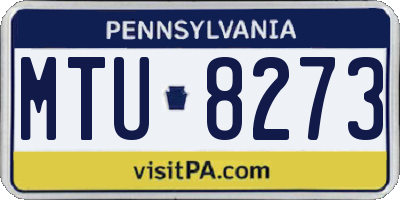 PA license plate MTU8273