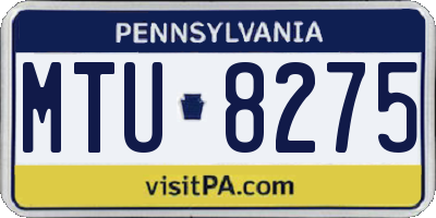 PA license plate MTU8275