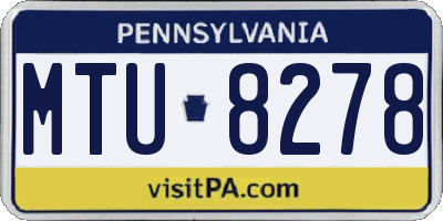 PA license plate MTU8278