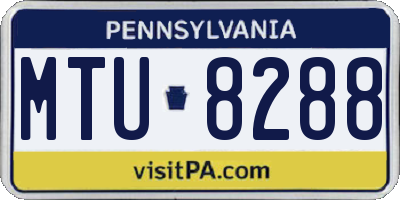 PA license plate MTU8288