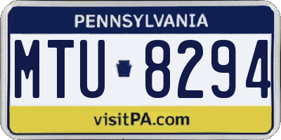 PA license plate MTU8294