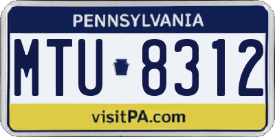 PA license plate MTU8312