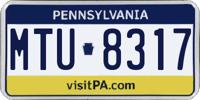 PA license plate MTU8317