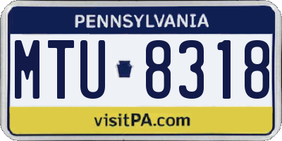 PA license plate MTU8318