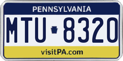 PA license plate MTU8320