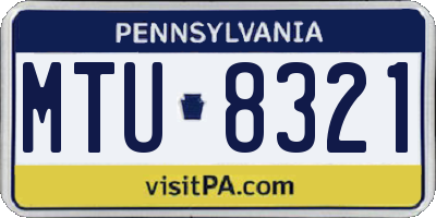 PA license plate MTU8321
