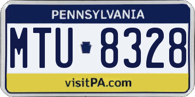 PA license plate MTU8328
