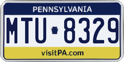PA license plate MTU8329
