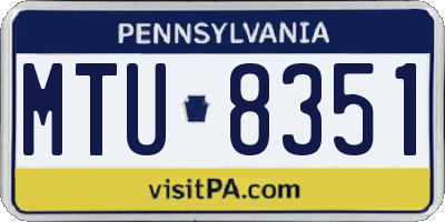 PA license plate MTU8351