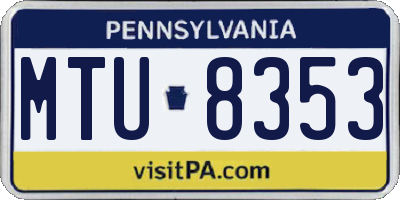 PA license plate MTU8353