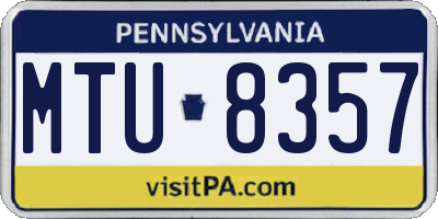 PA license plate MTU8357