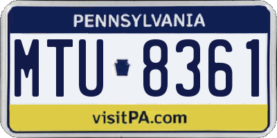 PA license plate MTU8361