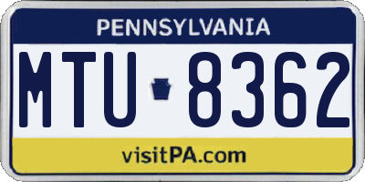 PA license plate MTU8362