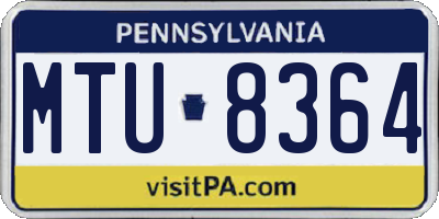 PA license plate MTU8364