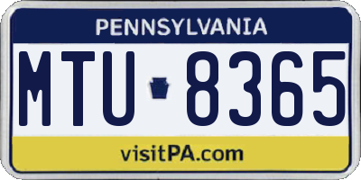 PA license plate MTU8365