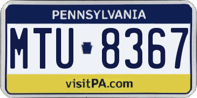 PA license plate MTU8367