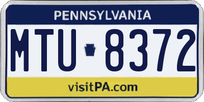 PA license plate MTU8372