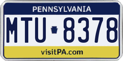 PA license plate MTU8378