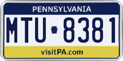 PA license plate MTU8381
