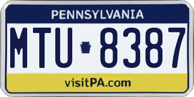 PA license plate MTU8387