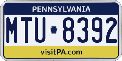 PA license plate MTU8392