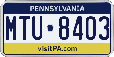 PA license plate MTU8403