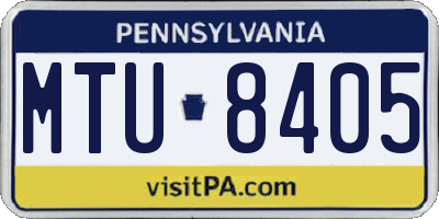 PA license plate MTU8405