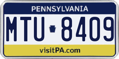 PA license plate MTU8409
