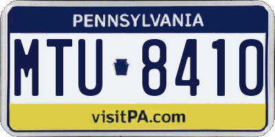 PA license plate MTU8410