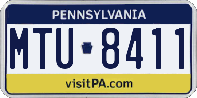 PA license plate MTU8411