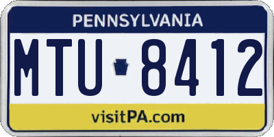PA license plate MTU8412