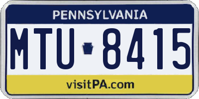 PA license plate MTU8415