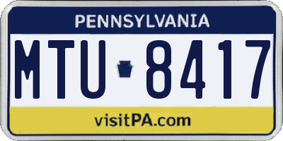 PA license plate MTU8417