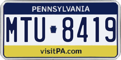 PA license plate MTU8419