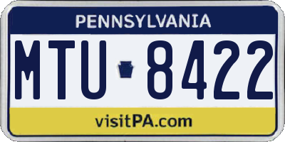 PA license plate MTU8422