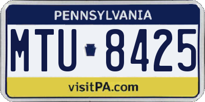 PA license plate MTU8425