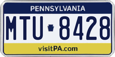 PA license plate MTU8428