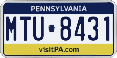 PA license plate MTU8431