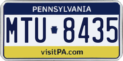 PA license plate MTU8435