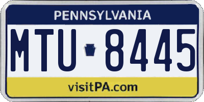 PA license plate MTU8445